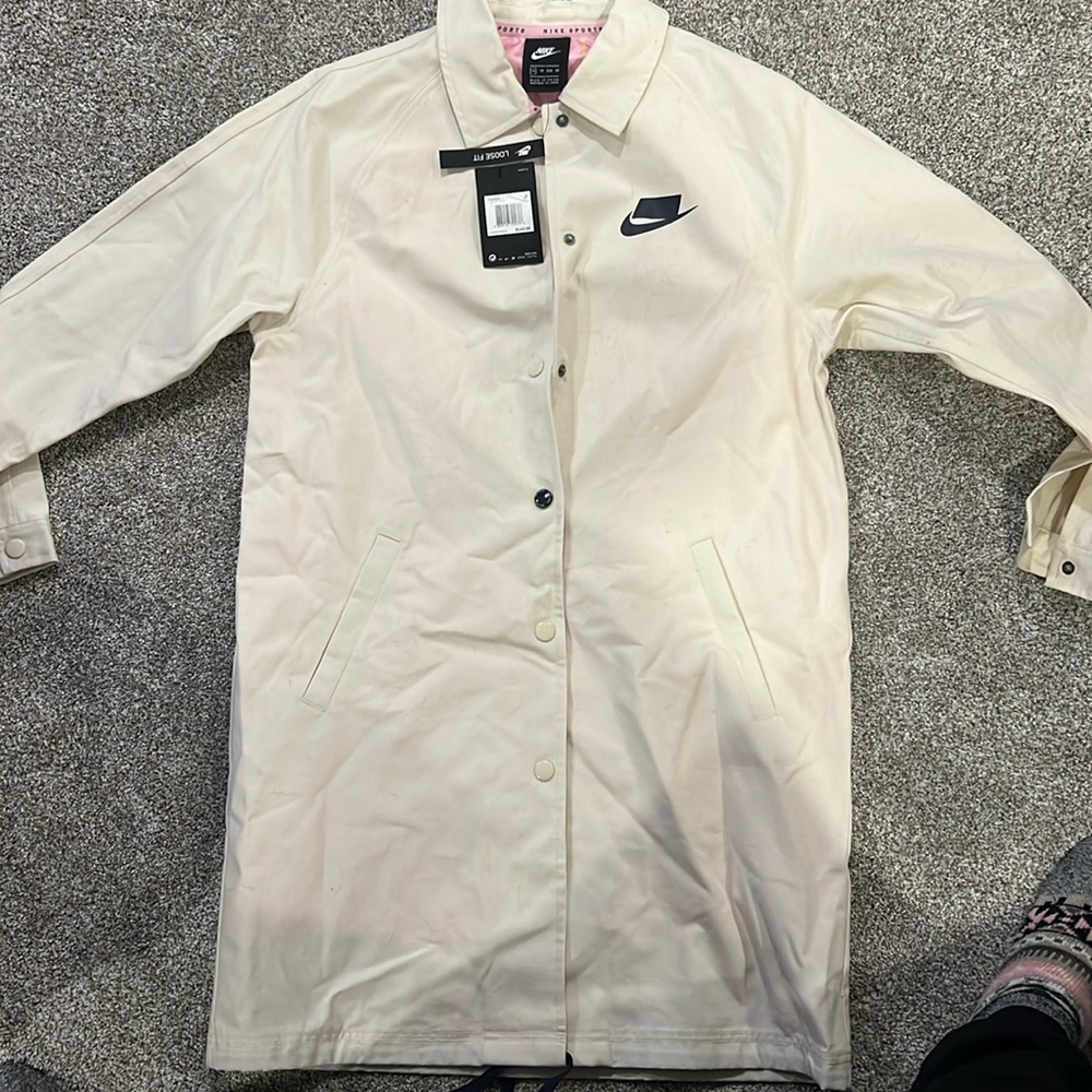 Nike Women L Jacket Adult Beige Canvas Sportswear AR2837 271
